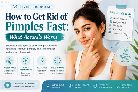 How to get rid of pimples fast with dermatologist-approved skincare tips including gentle cleansing, salicylic acid, moisturising and sunscreen.