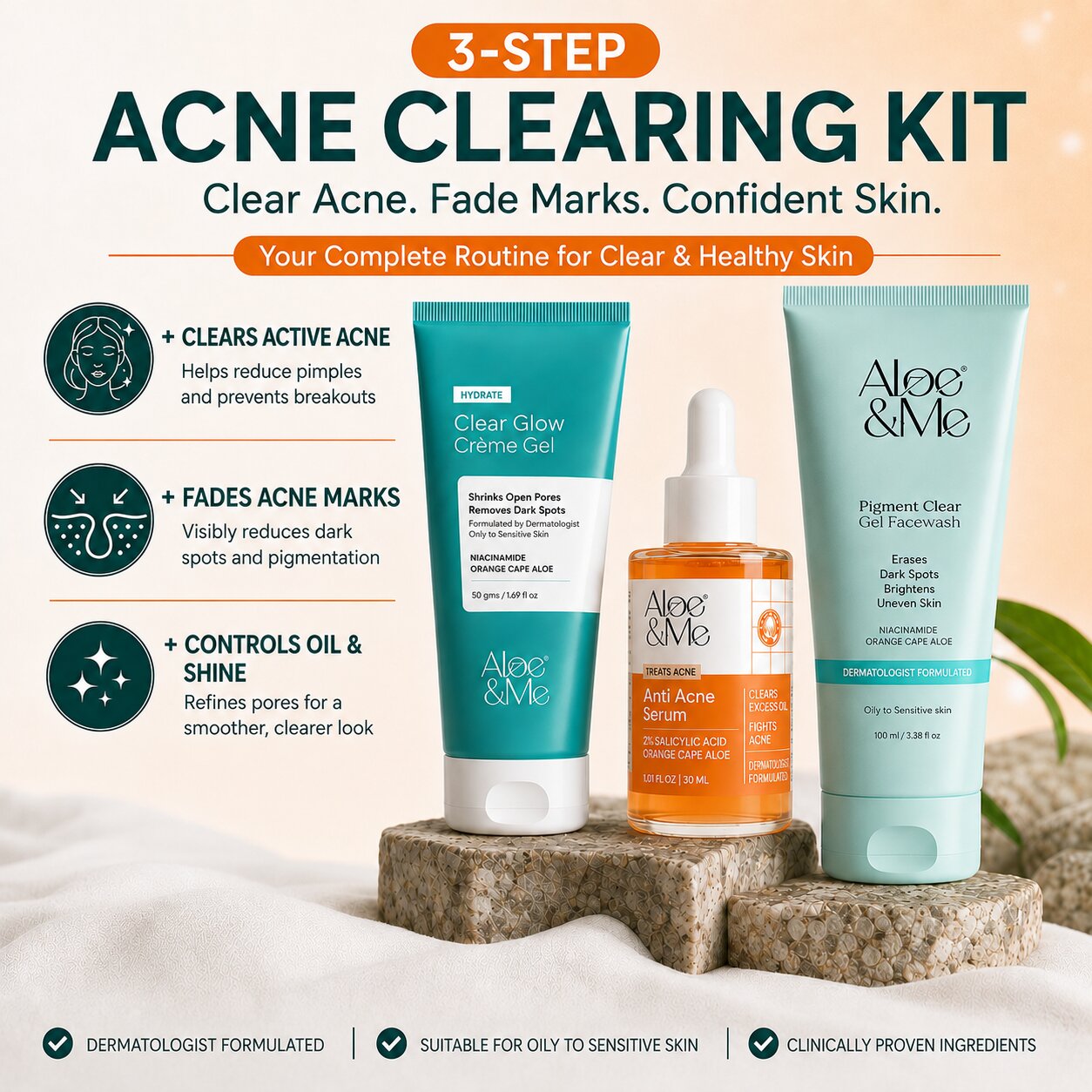 3-Step Acne Clearing Kit | Acne & Spots Treatment Routine