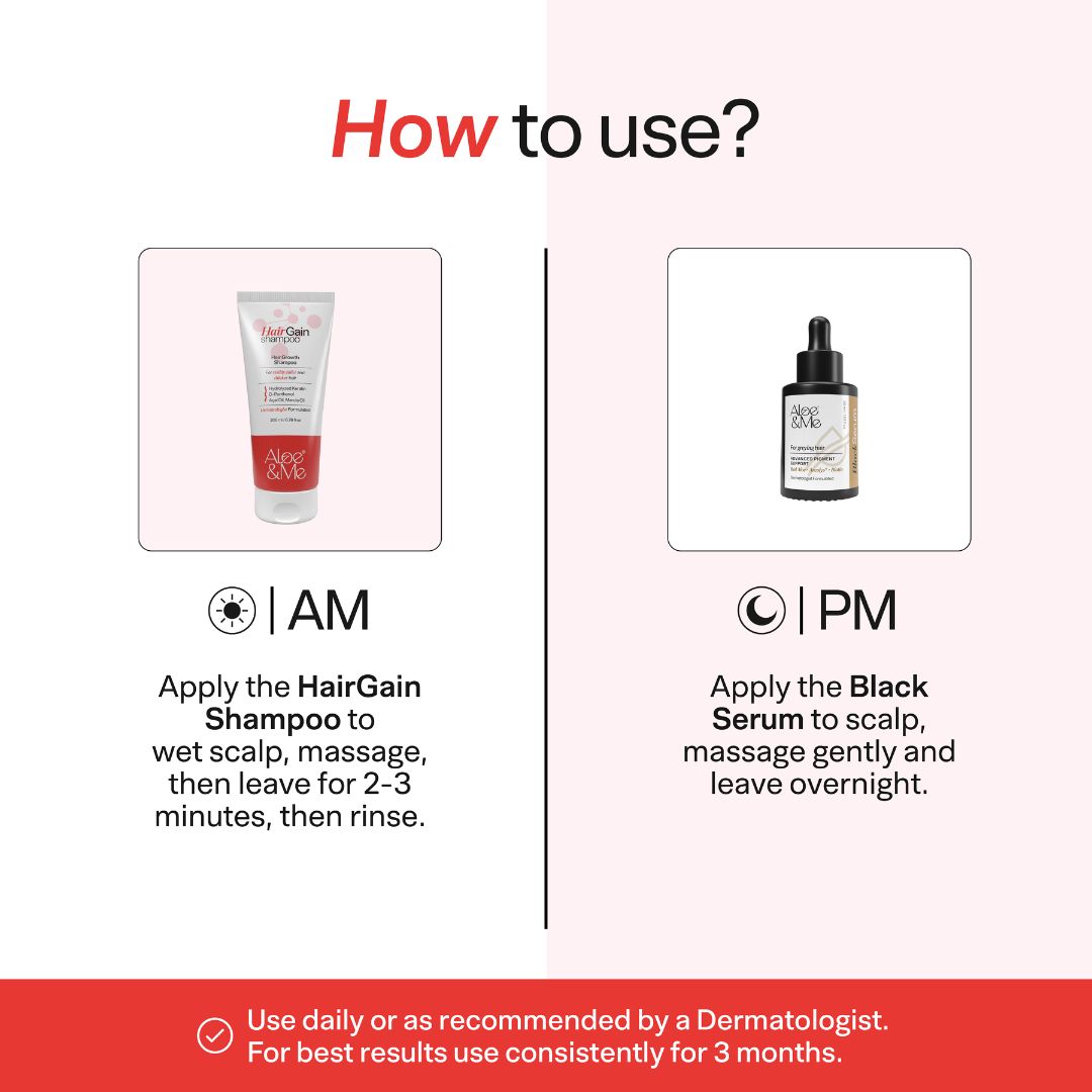 Daily Anti-Grey Hair Kit with Black Serum | Premature Greying Care Routine