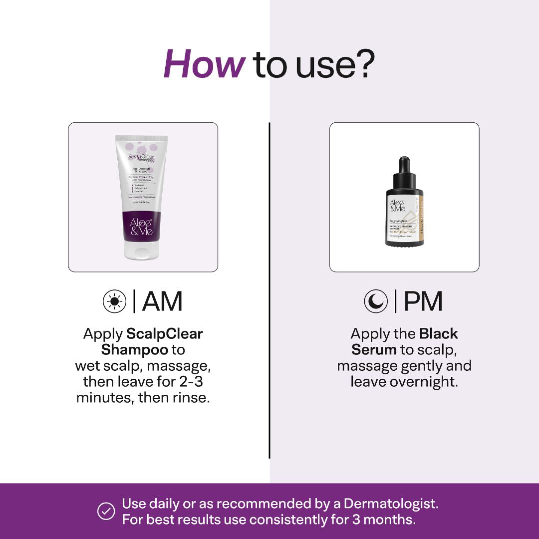 Oil Control Anti-Grey Hair Kit with Black Serum | Oily Scalp Premature Greying Care