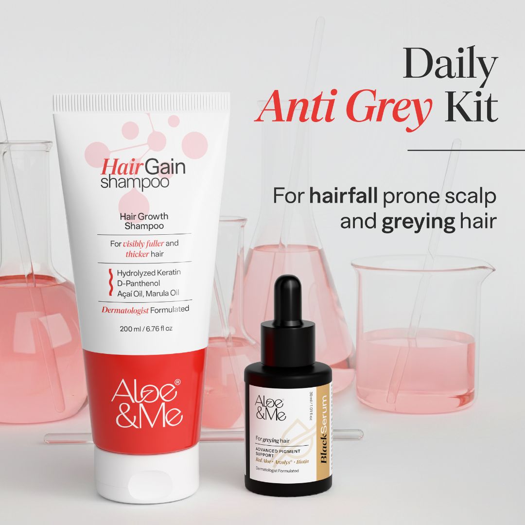 Daily Anti-Grey Hair Kit with Black Serum | Premature Greying Care Routine