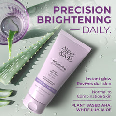 Aloe&Me Brightening Gel Facewash tube with aloe leaves, with Glycolic Acid and White Lily Aloe